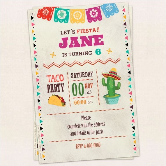 Taco Party Invitation Wording Taco Party Invitation Birthday Invitation Instant Download