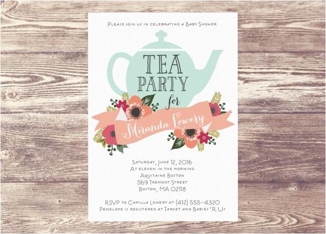 Tea Party Baby Shower Invitation Templates Printed Baby Shower Tea Party Invitation Custom Tea Party Baby Shower Invitation Templates Printed Baby Shower Tea Party Invitation Custom
