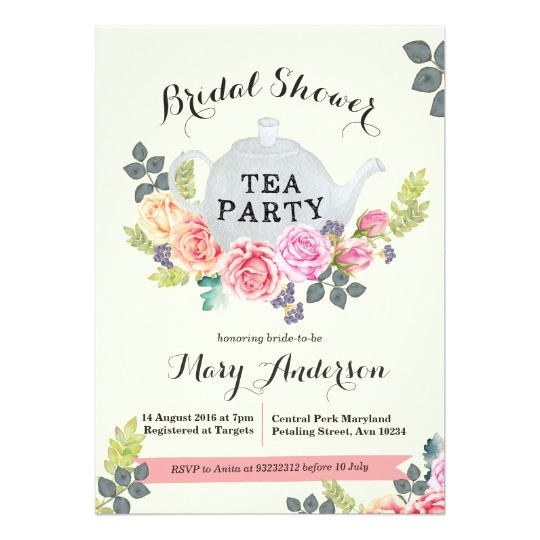 Tea Party Bridal Shower Invites Floral Tea Party Bridal Shower Invitation Zazzle Co Nz