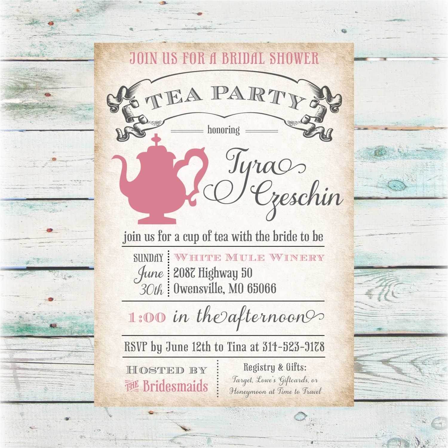 Tea Party Bridal Shower Invites Tea Party Bridal Shower Invitation Diy Digital File