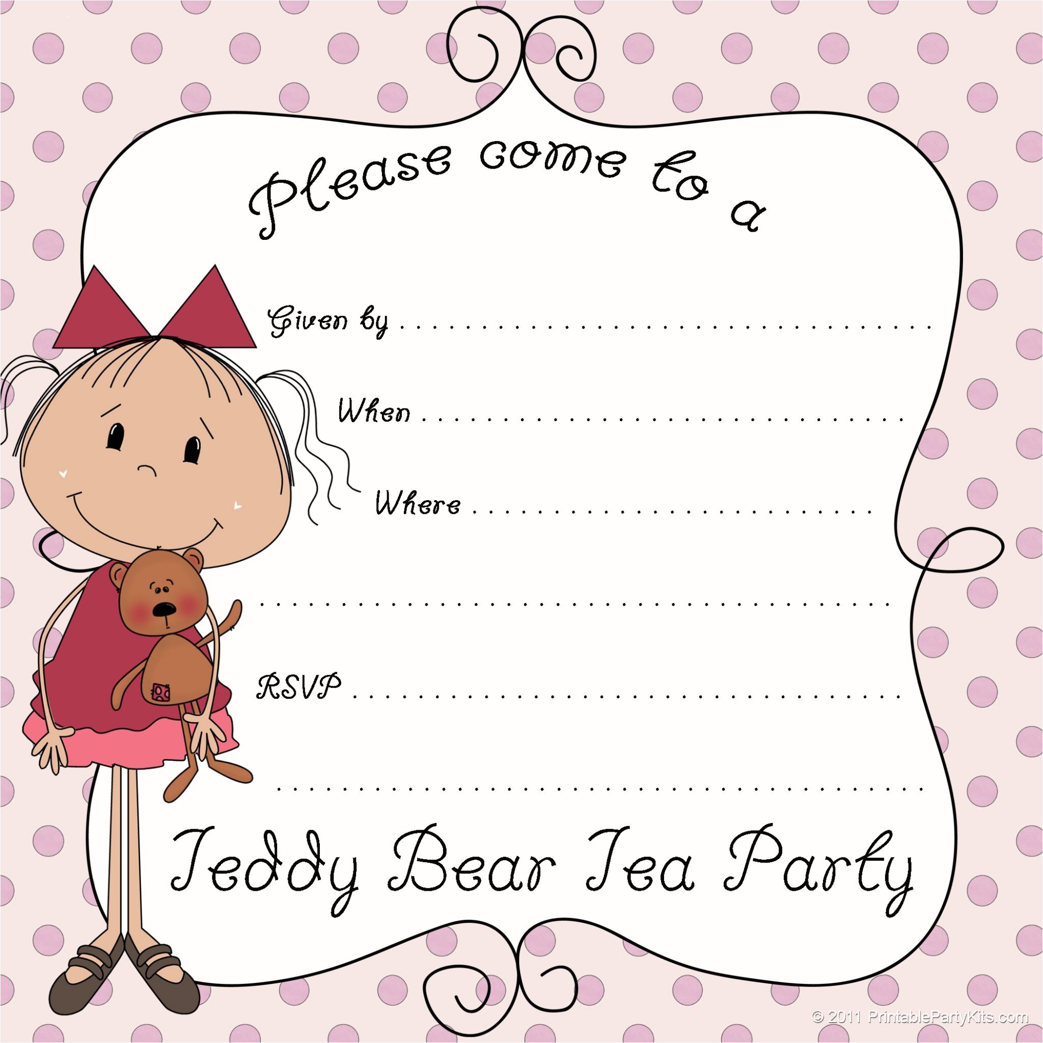 Teddy Bear Party Invitations Templates Tea Party Printable Party Kits Teddy Bear Party Invitations Templates Tea Party Printable Party Kits