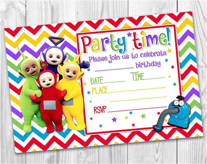 Teletubbies Party Invitations Girls Boys Invitations Teletubbies Cbeebies Rainbow Party