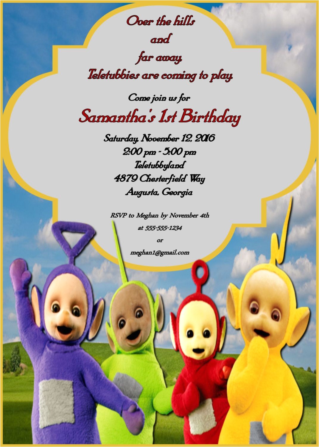 Teletubbies Party Invitations Teletubbies Birthday Party Invitation Childs Tv Show