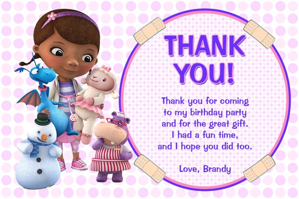 Thank You for Birthday Party Invitation Doc Mcstuffins Chalkboard Invitations General Prints
