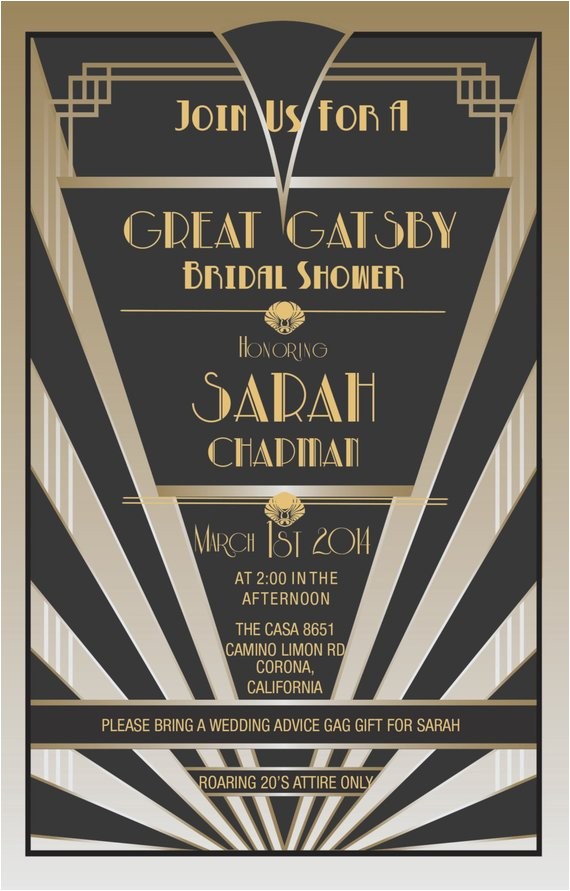 The Great Gatsby Party Invitation Items Similar to Great Gatsby Invitations Gatsby Style