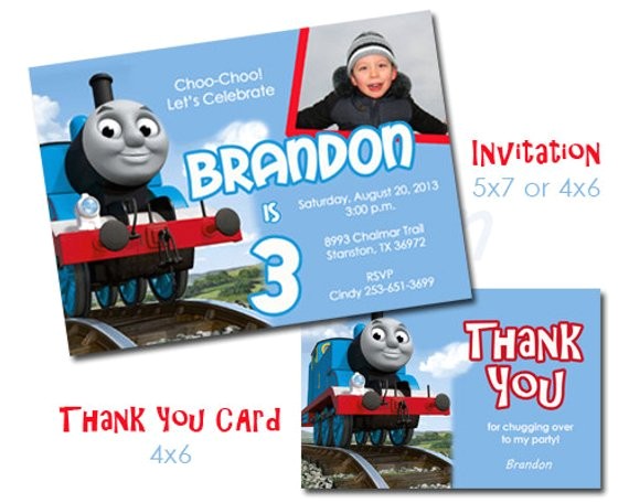 Thomas the Tank Engine Party Invitations Thomas the Train Birthday Party Invitation Set with Thank You
