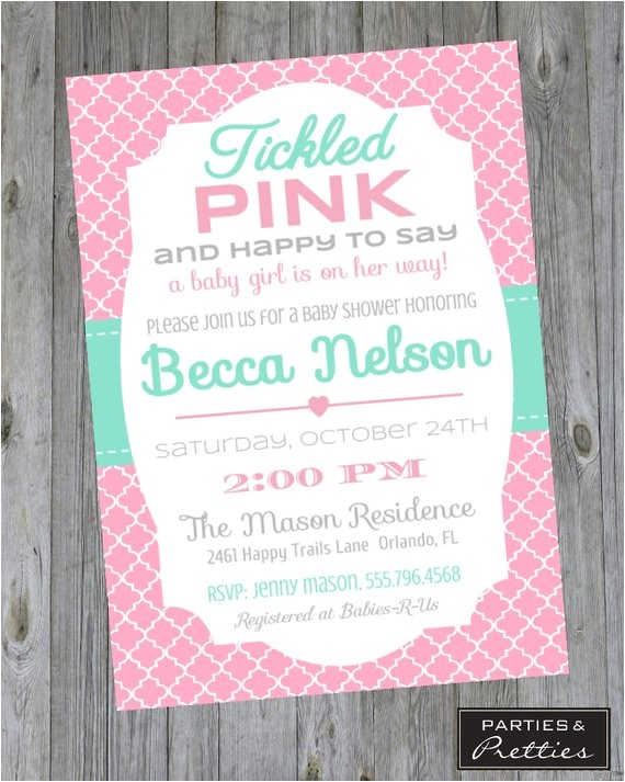 Tickled Pink Party Invitations Baby Shower Invitation Tickled Pink Girl Tickled Pink Party Invitations Baby Shower Invitation Tickled Pink Girl
