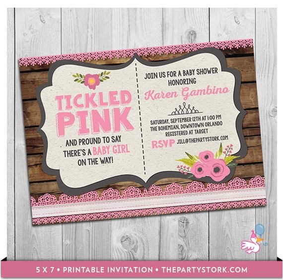 Tickled Pink Party Invitations Tickled Pink Baby Shower Invitation Printable Floral Tickled Pink Party Invitations Tickled Pink Baby Shower Invitation Printable Floral