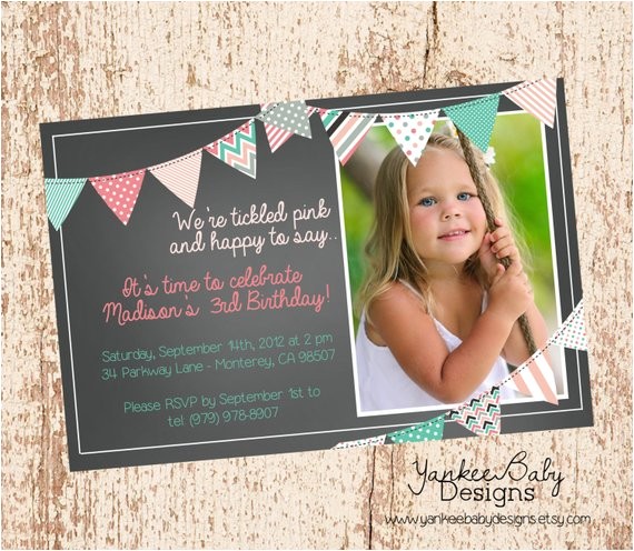 Tickled Pink Party Invitations Tickled Pink Bunting Birthday Invitation Tickled Pink Party Invitations Tickled Pink Bunting Birthday Invitation
