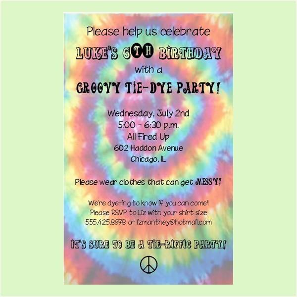 Tie Dye Party Invitations Printable Free Printable Tie Dye Birthday Party Invitations Template