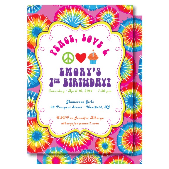 Tie Dye Party Invitations Printable Free Printable Tie Dye Birthday Party Invitations Template