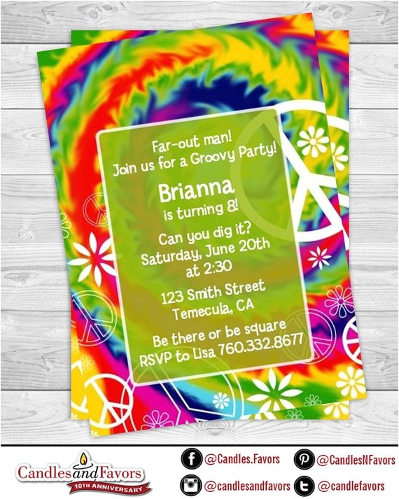 Tie Dye Party Invitations Printable Peace Tie Dye Birthday Party Invitation Professionally