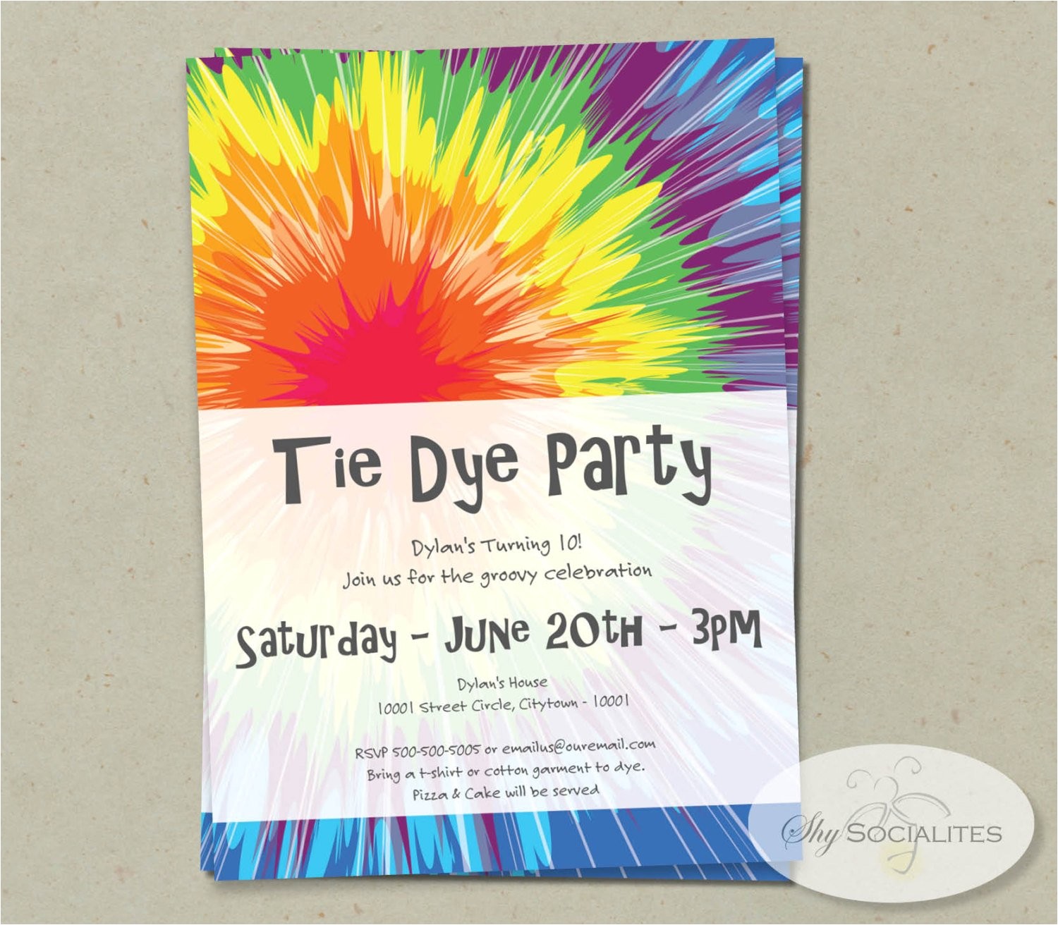 Tie Dye Party Invitations Printable Tie Dye Invitation Instant Download Editable Text Pdf that