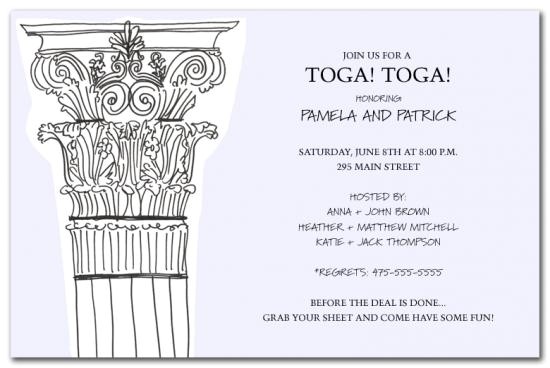 Toga Party Invitation toga Party Invitations Cimvitation Toga Party Invitation toga Party Invitations Cimvitation