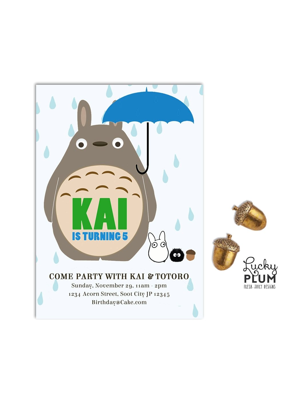 Totoro Party Invitations totoro Birthday Invitation Ghibli Anime Japanese Invite