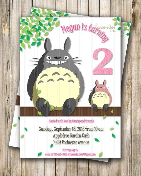 Totoro Party Invitations totoro Birthday Party Invitation Pink totoro Party Invite