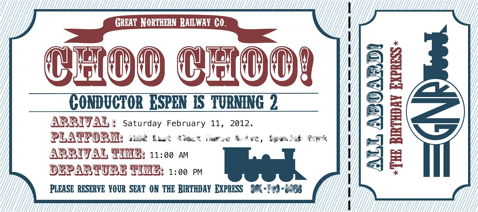 Train Party Invitations Templates Train Ticket Birthday Invitation Template Best Party Ideas