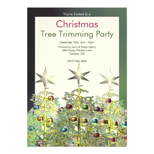 Tree Trimming Party Invitations Three Christmas Trees Tree Trimming Party 5×7 Paper