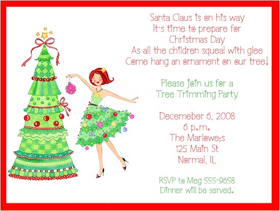Tree Trimming Party Invitations Tree Trimming Christmas Party Invitations