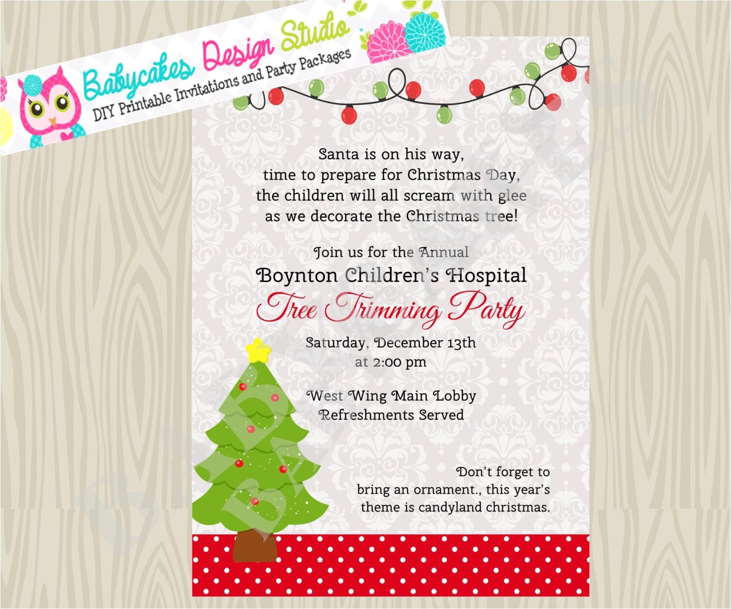 Tree Trimming Party Invitations Tree Trimming Party Christmas Party Invitation Invite