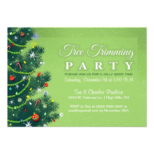 Tree Trimming Party Invitations Tree Trimming Party Invitation Green Tree Zazzle