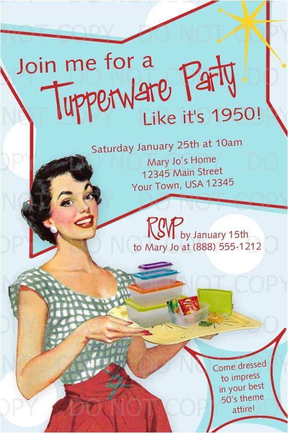 Tupperware Party Invitations Printable Diy 50 39 S Retro Housewife theme Tupperware Party