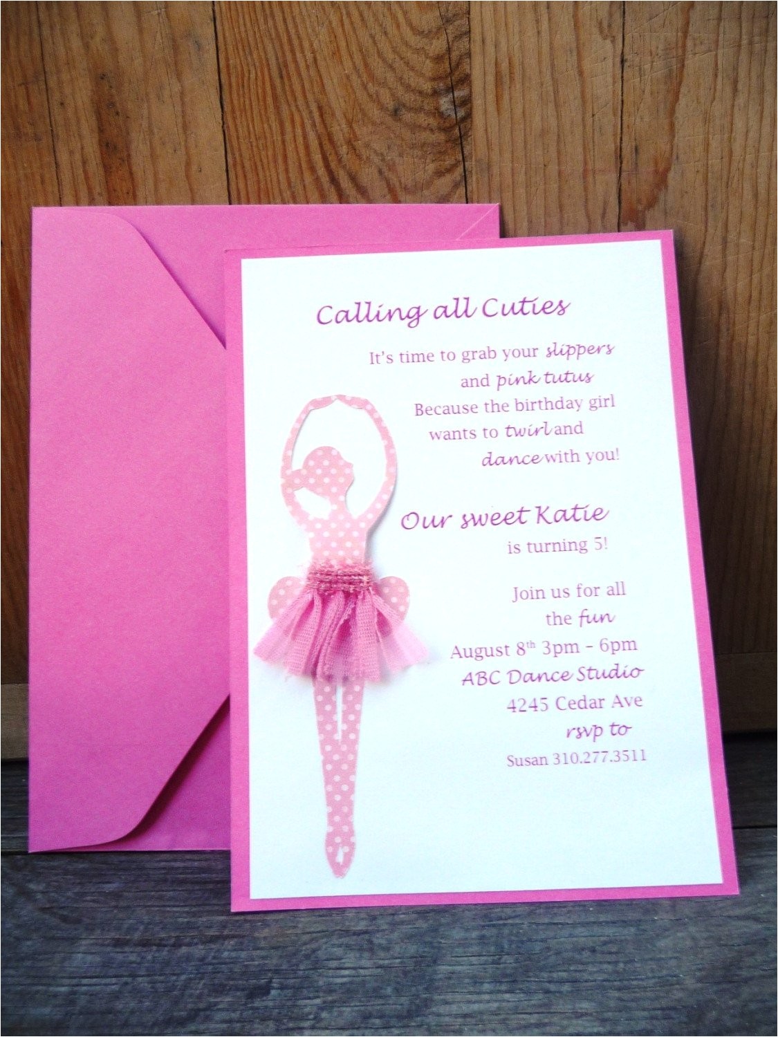 Tutu Birthday Party Invitations Ballerina Tutu Birthday Party Invitation Handmade