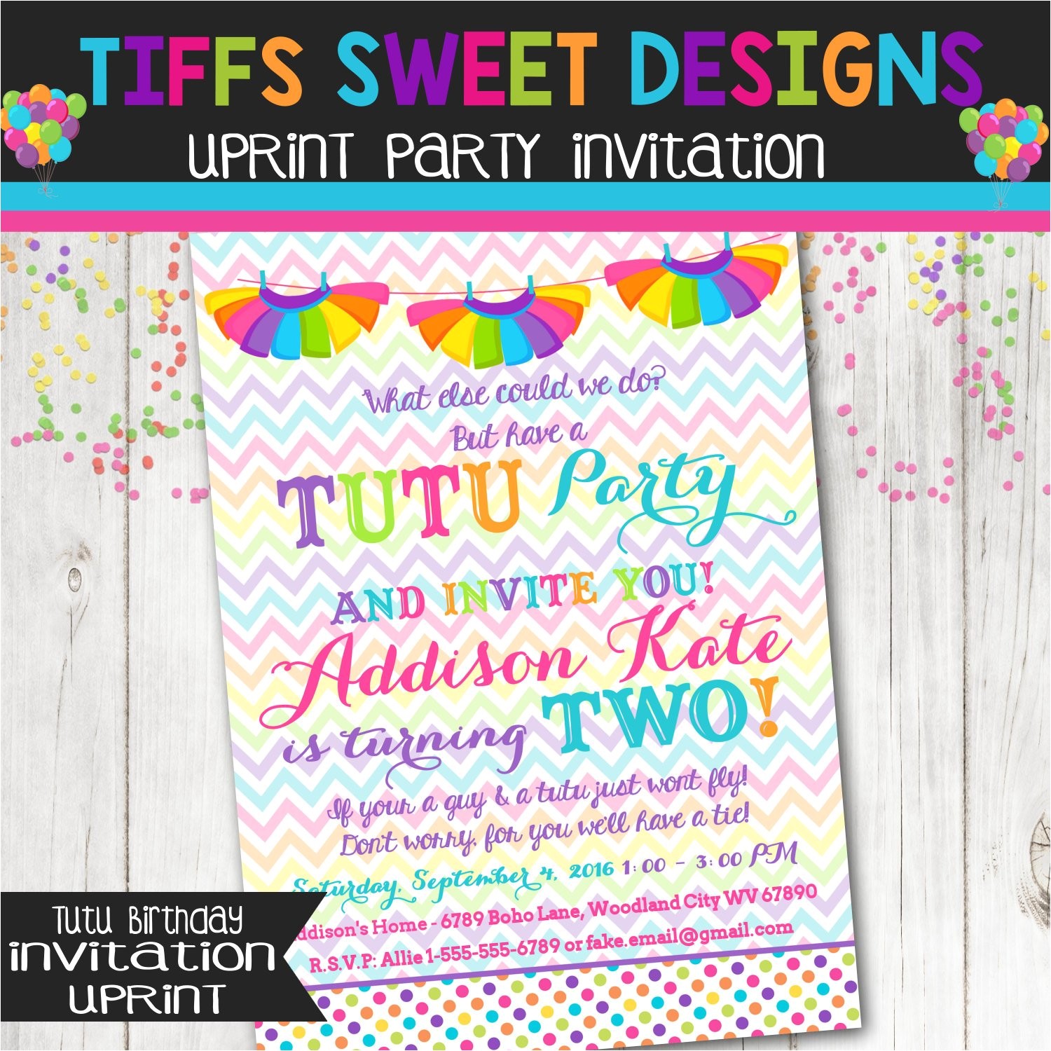 Tutu Birthday Party Invitations Rainbow Tutu Birthday Party Invitation Girls by