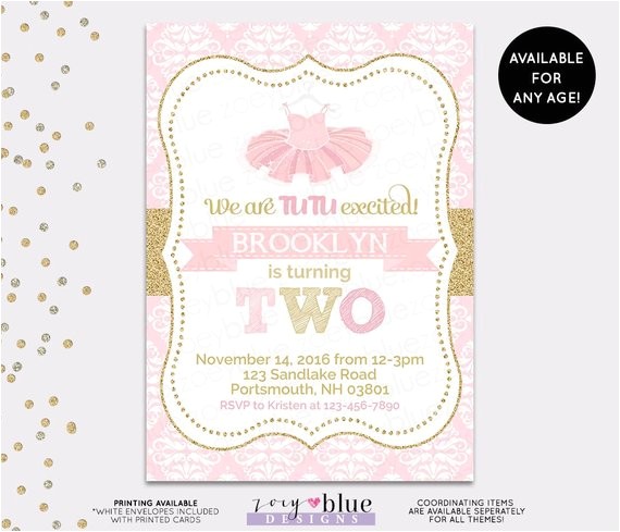 Tutu Birthday Party Invitations Tutu Birthday Invitation Ballerina Ballet 1st First