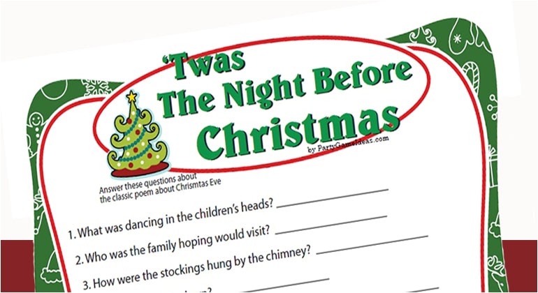 Twas the Night before Christmas Party Invitation Twas the Night before Christmas Game Printable Game