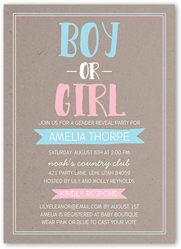 Twin Gender Reveal Party Invitations 10 Gender Reveal Party Invitations Psd Ai Free