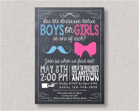 Twin Gender Reveal Party Invitations Gender Reveal Invitation Gender Reveal Twins Gender Twin Gender Reveal Party Invitations Gender Reveal Invitation Gender Reveal Twins Gender