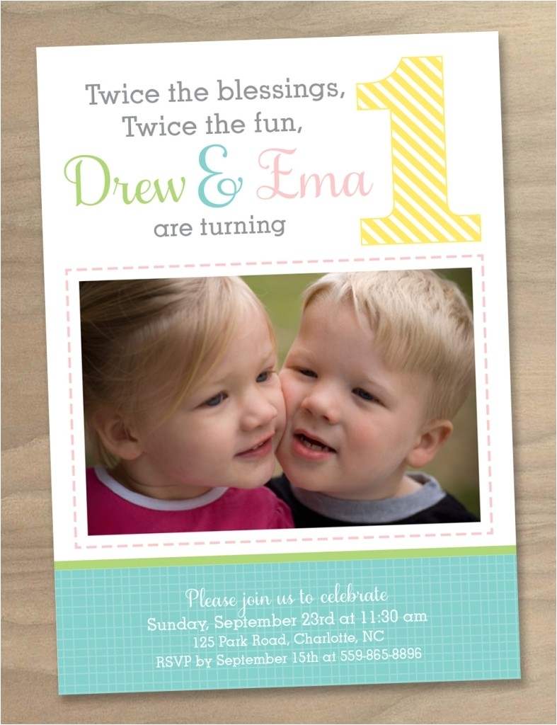 Twin Girl Birthday Party Invitations Birthday Invitations for Twins Twin First Birthday