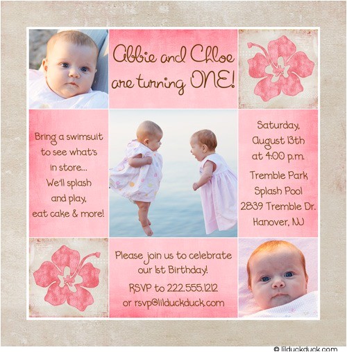 Twin Girl Birthday Party Invitations Boy Girl Hawaiian Birthday Invitation Tropical Photo
