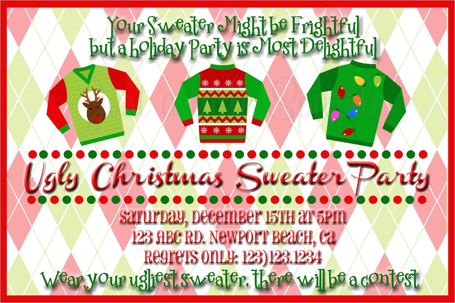 Ugly Sweater Party Invite Template Ugly Christmas Sweater Party Flyer Invitation Templates