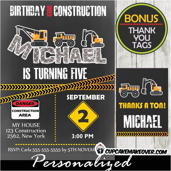 Under Construction Birthday Party Invitations Birthday Under Construction Party Invitation D8