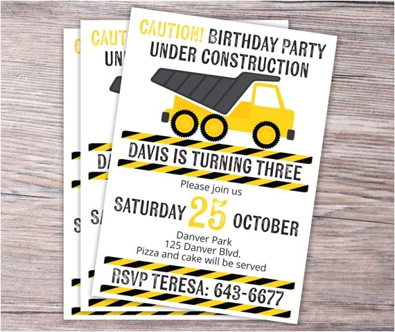 Under Construction Birthday Party Invitations Under Construction Birthday Invitation by Junearbordesigns