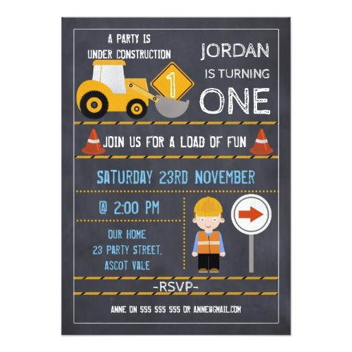 Under Construction Birthday Party Invitations Under Construction Chalkboard Birthday Invitation Zazzle