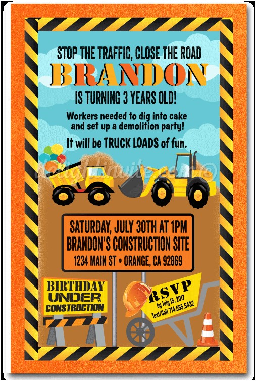 Under Construction Birthday Party Invitations Under Construction Dump Truck Birthday Invitations Di 371