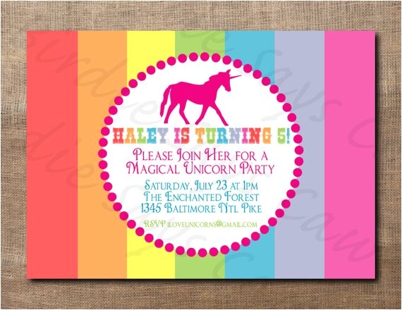 Unicorn Party Invitation Wording Unicorn Birthday Party Custom Printable Invitation Unicorn Party Invitation Wording Unicorn Birthday Party Custom Printable Invitation