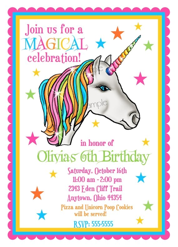 Unicorn Party Invitation Wording Unicorn Invitations Unicorn Birthday Party Invitations