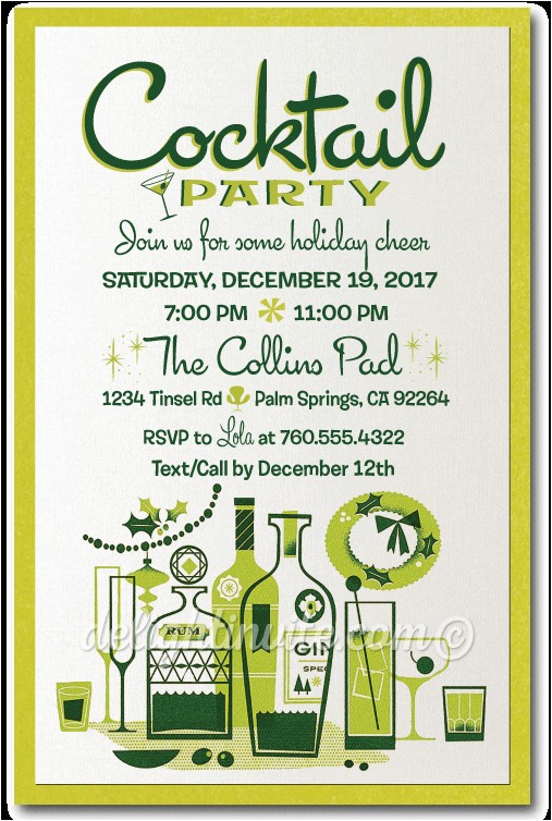 Vintage Cocktail Party Invitations Holiday Party Invitations Custom Invitations and