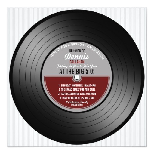 Vinyl Record Party Invitation Vinyl Record Birthday Party Invitation Zazzle