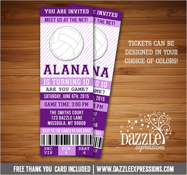 Volleyball Party Invitation Template Printable Volleyball Ticket Birthday Invitation Sports
