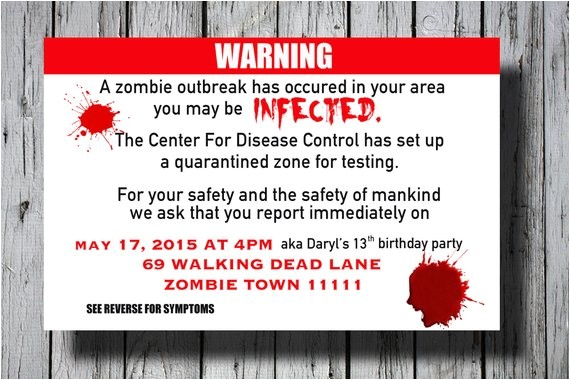 Walking Dead Party Invitations Set Of 12 Zombie Party Invitation Walking Dead Invitation