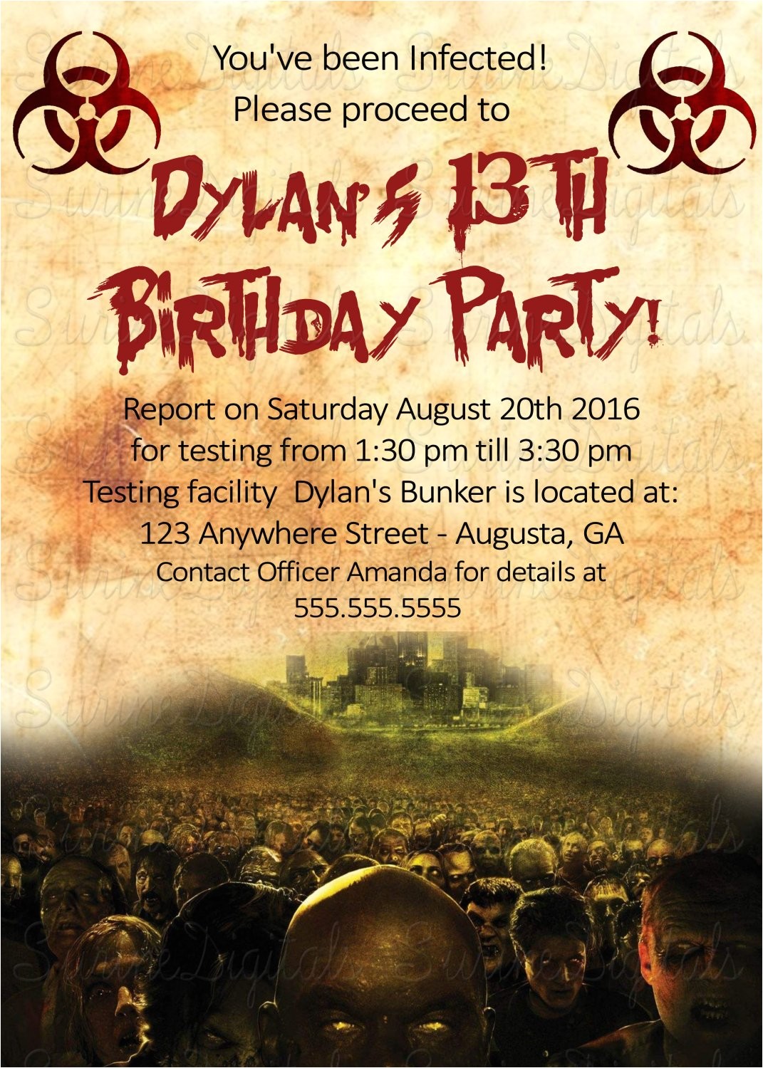 Walking Dead Party Invitations Zombie Apocalypse Walking Dead Birthday Party Invitation