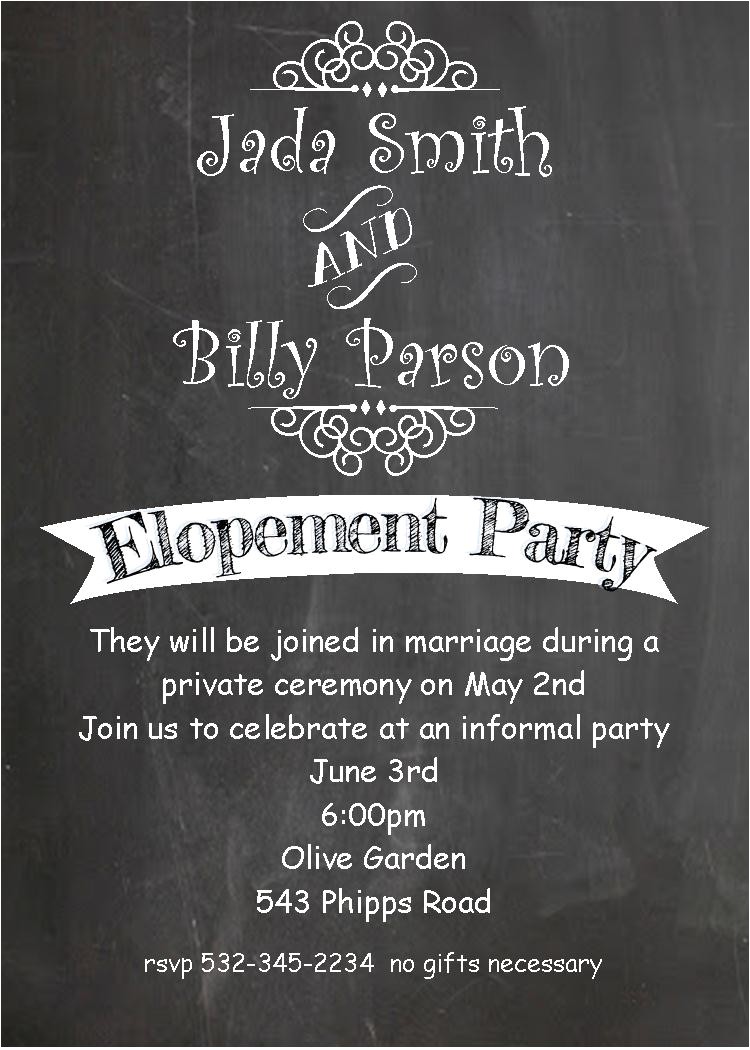 Wedding Party Invitations after Getting Married after the Wedding Party Invitations or Elopement Party
