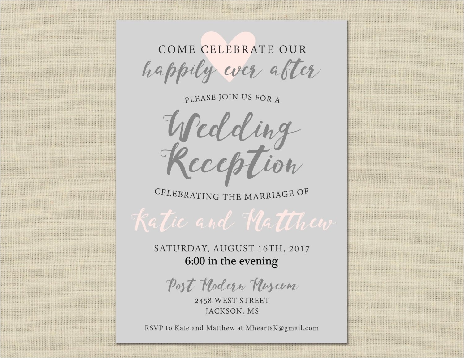 Wedding Party Invitations after Getting Married Printable Wedding Reception Invitation Celebration after