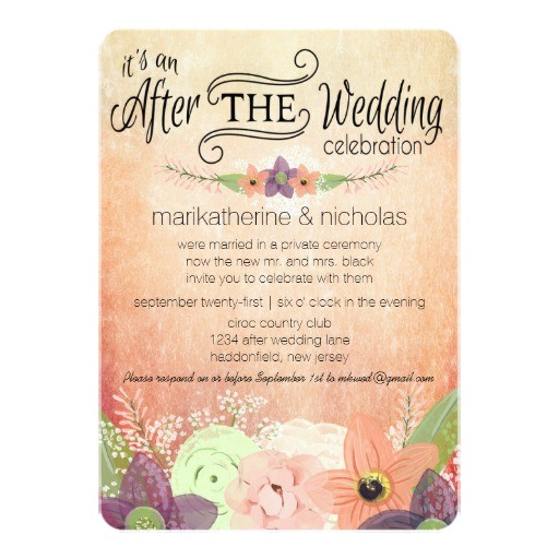Wedding Party Invitations after Getting Married Watercolor Flowers after Wedding Party Invitations Zazzle