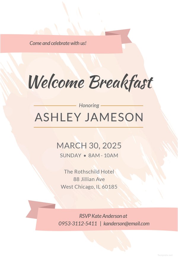 Welcome Party Invitation Template 36 Wonderful Breakfast Invitation Templates Free